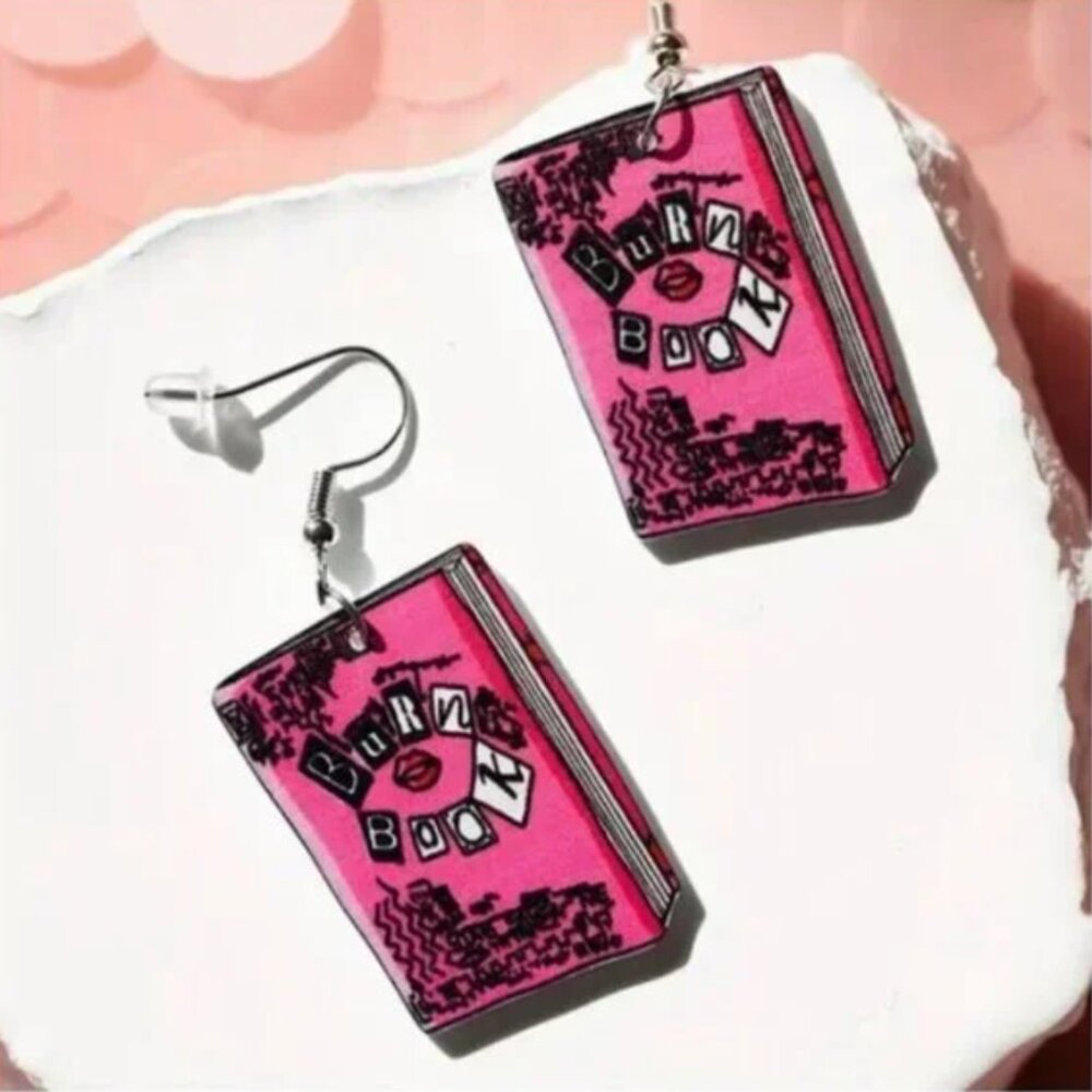 ⭐❤️FREE Mean Book School Artsy Trendy Drop Girls Girly Burn Hipster Art Earrings